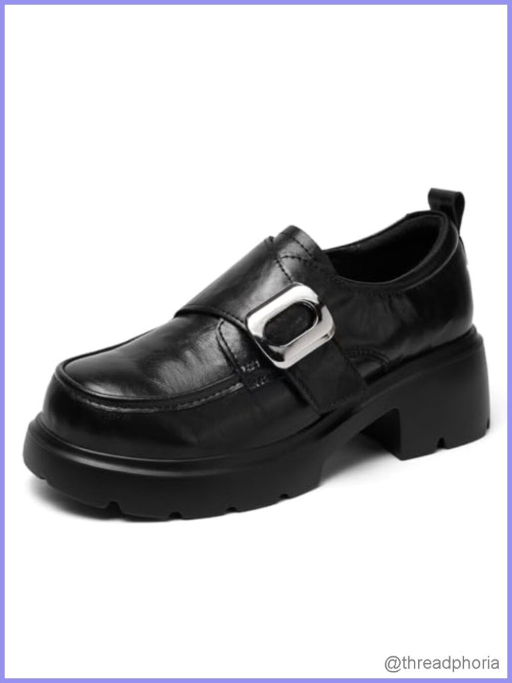 Women's Platform Chunky Loafers Leather Business Casual Shoes